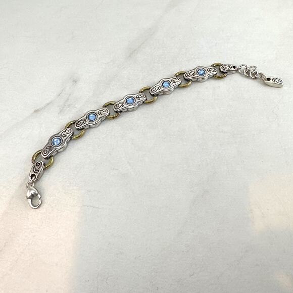 Brighton Celestial Blue Link Bracelet Gold Silver Preowned - Picture 2 of 3